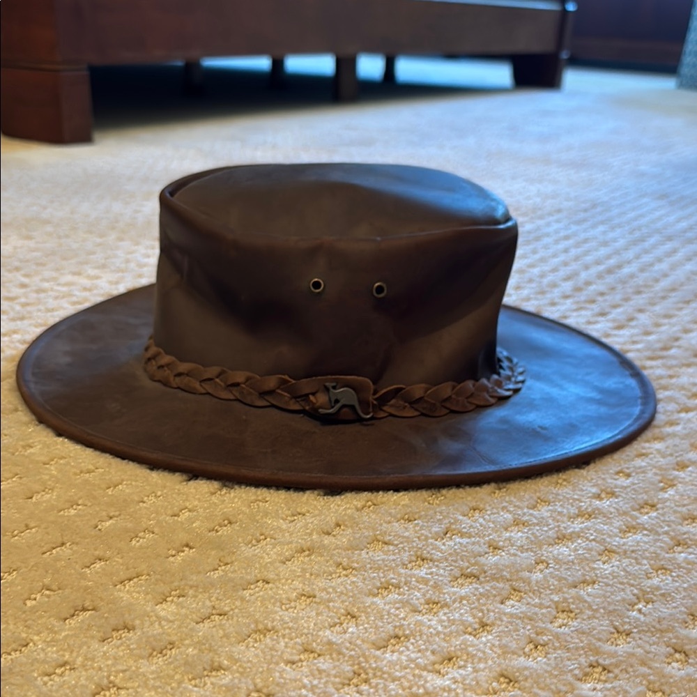 Authentic Australian Indiana Jones Genuine Brown Leather Hat